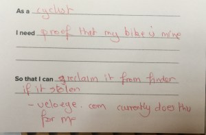 my use case about veloeye to aid recovery of stolen bicycles