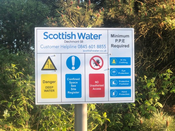Photo of a Scottish Water sign where I stopped for a break on the A8