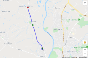 cycle to Hallow post office