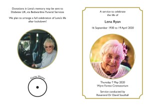 front and back of LER order of service