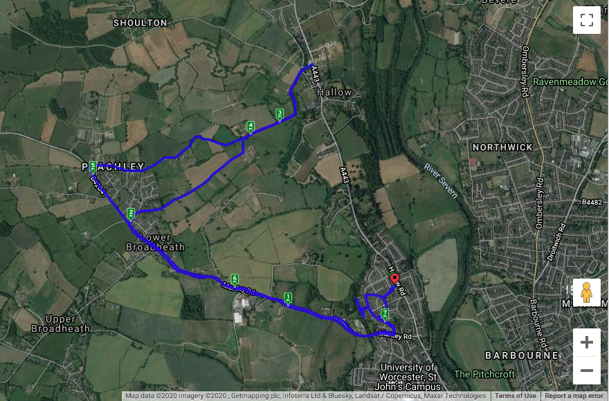 cycle route through Worcestershire